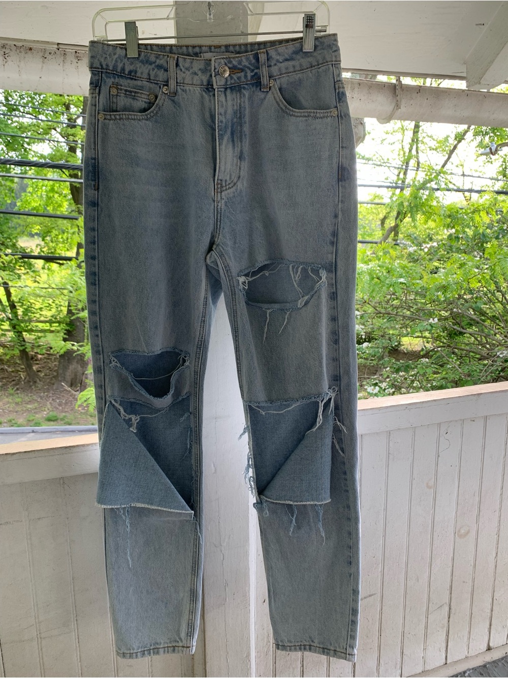 Adika Light Blue Distressed Slim Straight Jeans Size S